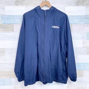 The Citadel Vintage Windbreaker Rain Jacket Blue Hooded Full Zip Mens Large